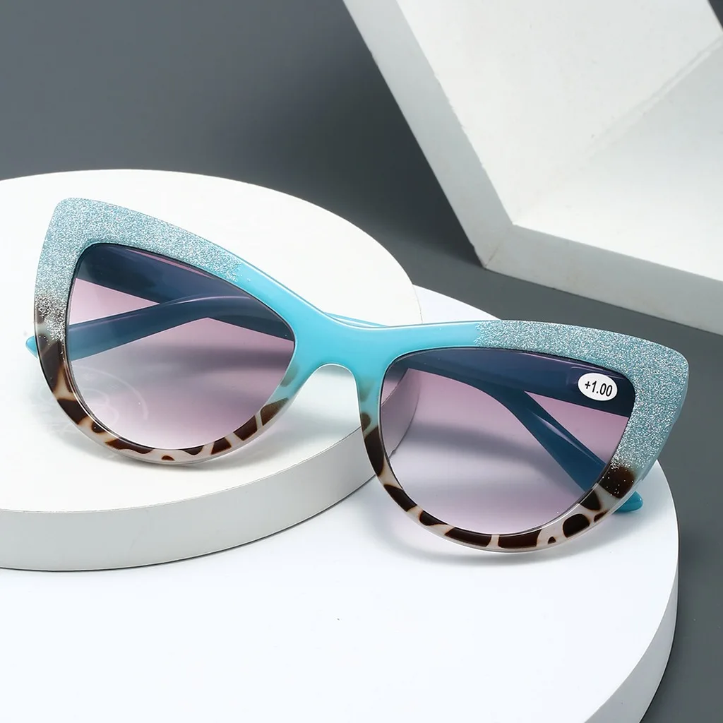 Cat-eye Reading Sunglasses for Women Ultra Light PC Frame HD Gradient Lenses Multiple Diopters +1+1.5+2.0+2.5+3.0+3.5+4.0