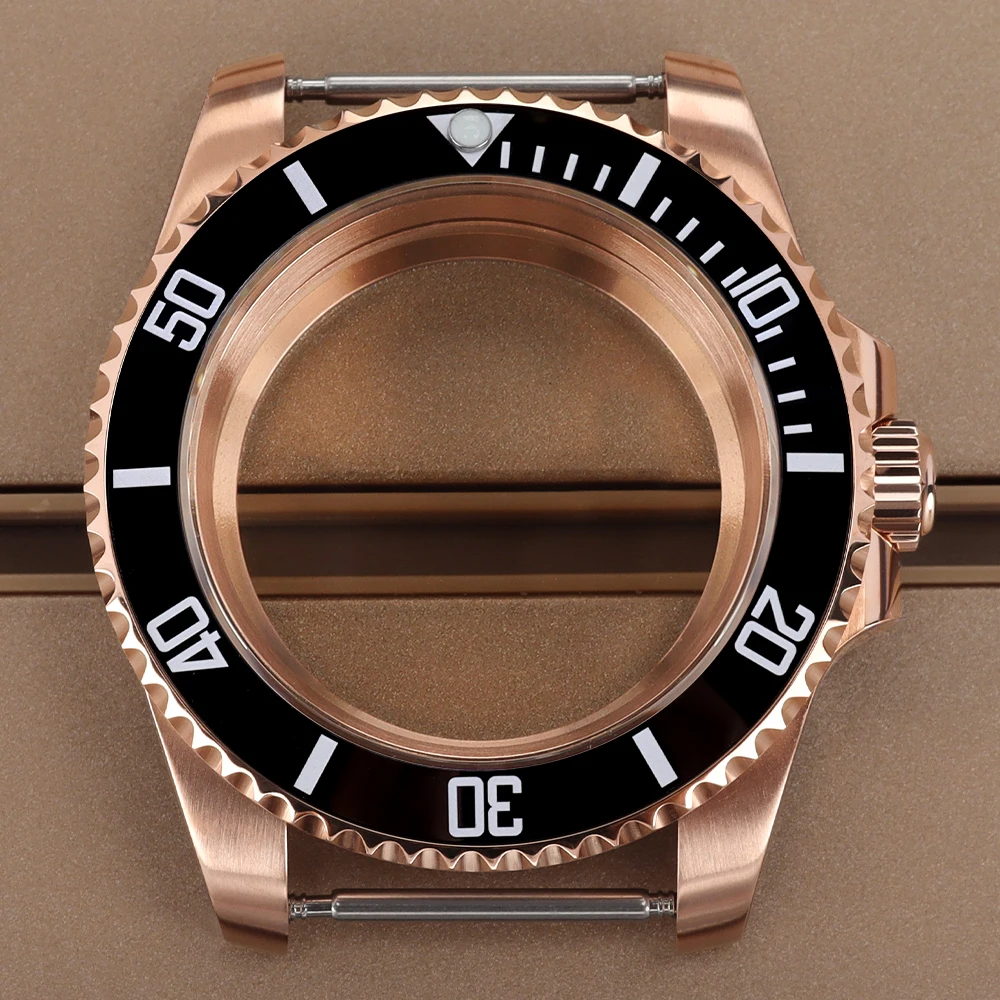 

40mm SUB Watch Case Rose Gold PVD Sapphire Glass Ceramic Bezel For Seiko NH35 NH36 NH38 NH34 4R36 Miyota8215 ETA2824 20ATM Diver