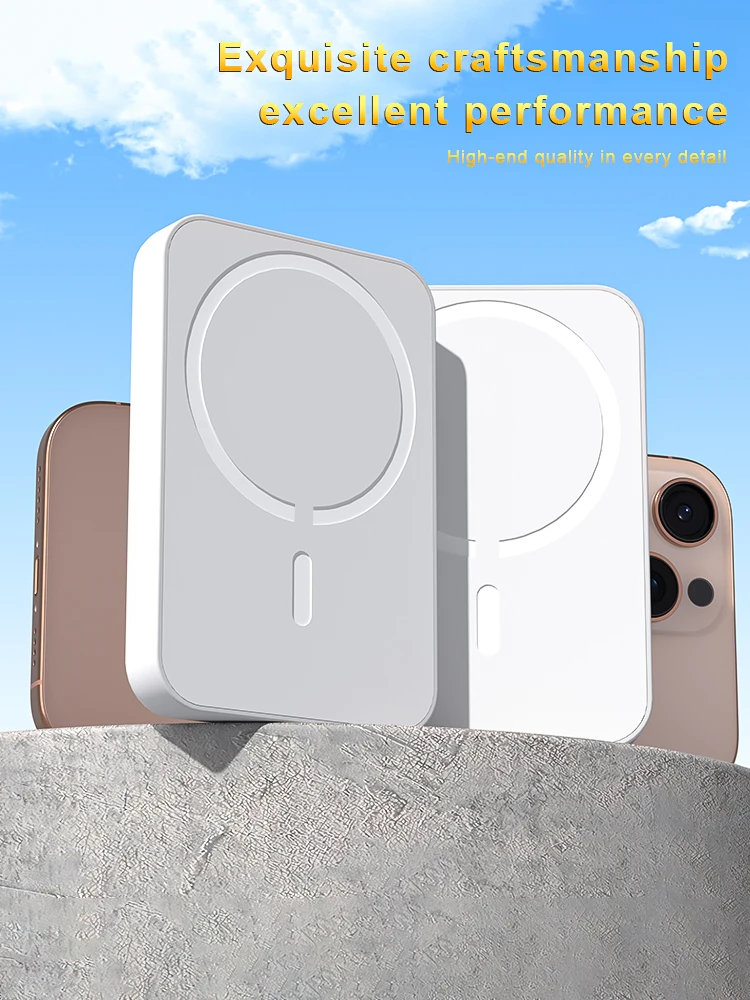 Image of 10000mAh Magnetische Kabellose Powerbank, 15W Schnelles Kabelloses Laden & 22,5W PD Kabelgebundenes Schnell-Laden Tragbarer Externer Akku Kompatibel mit Smartphones