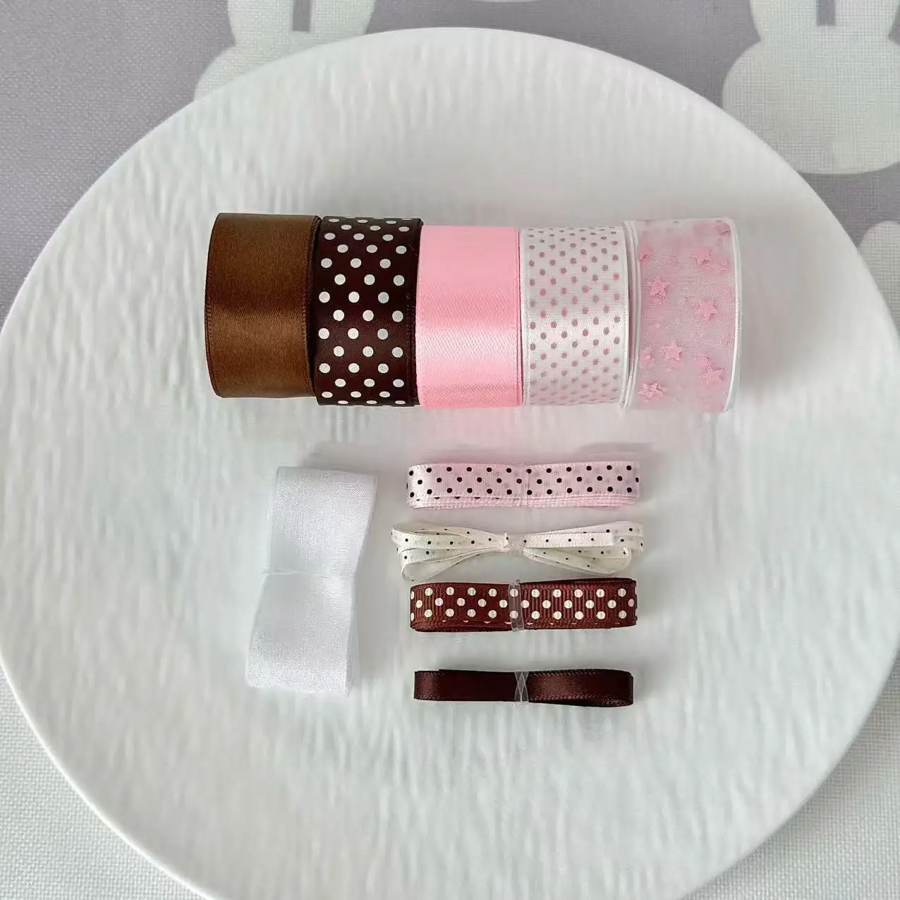 10-teiliges Set koreanischer Stil Ins Kaffeepulver Polka Dot Stern Schleifenband DIY Bar Dekorationsmaterial Paket Geschenkband – Detail 5
