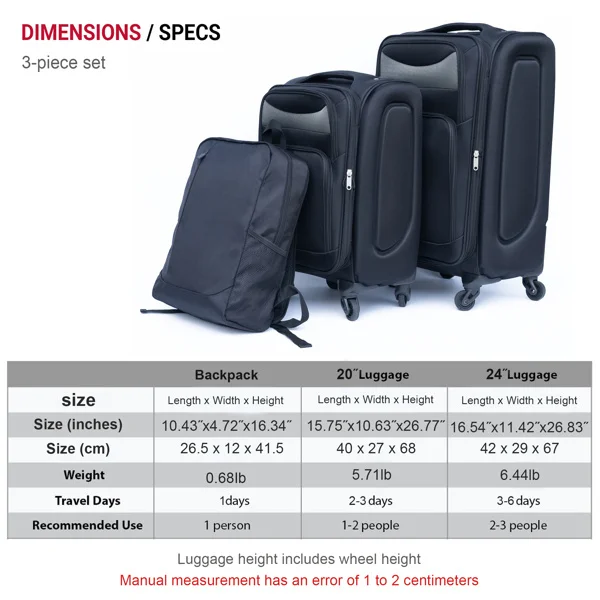 Luggage 2-piece backpack set black