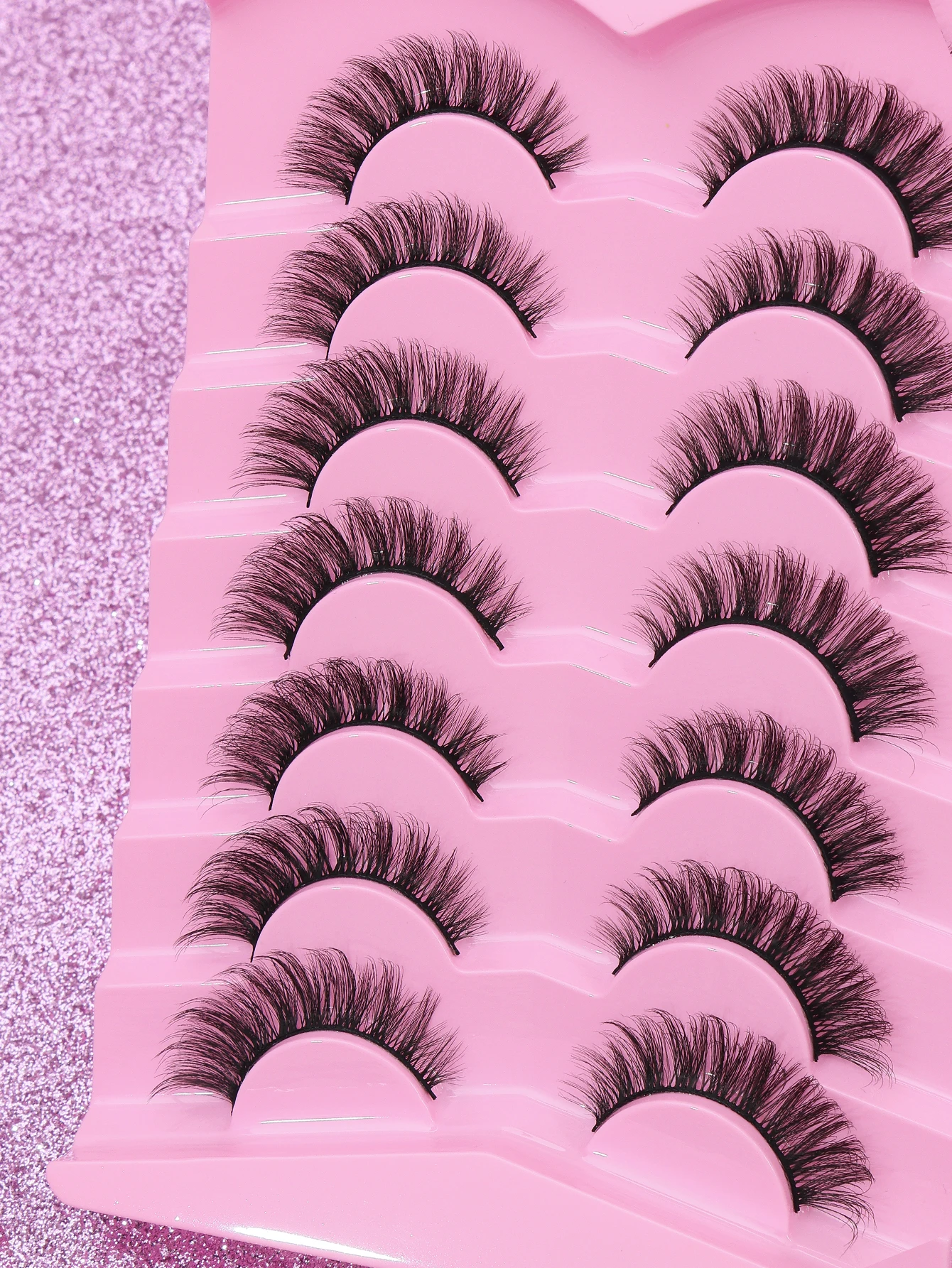 눈을 자연스럽게 강화하는 길고 두꺼운 속눈썹 연장 7쌍; 인조 속눈썹 전체 세트