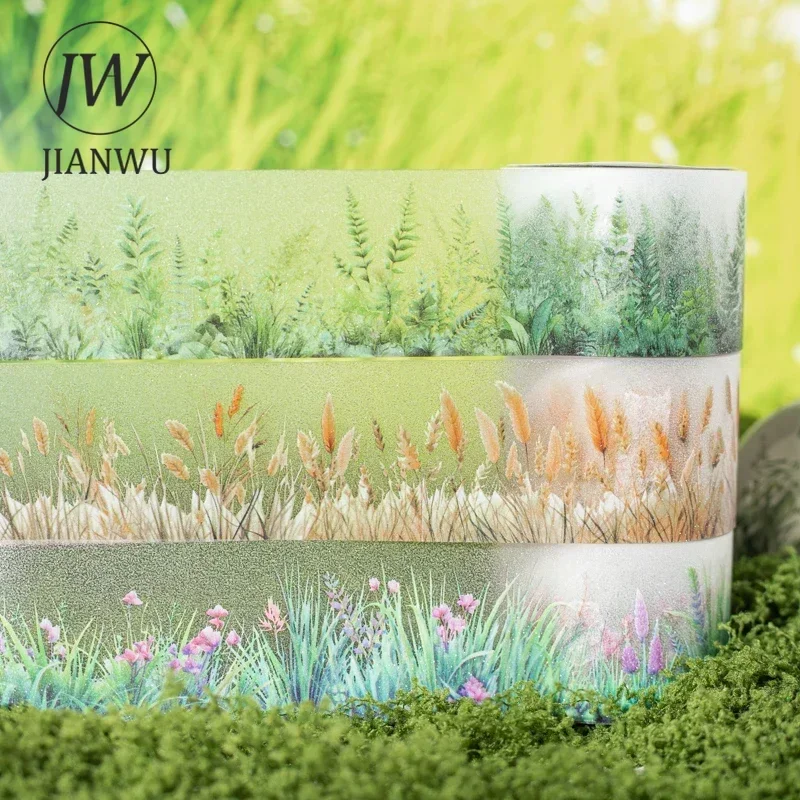 JIANWU 30mm * 200cm Grass Diary Series Vintage Plant Flower Material Collage PET Tape Creative DIY Journal Stationery