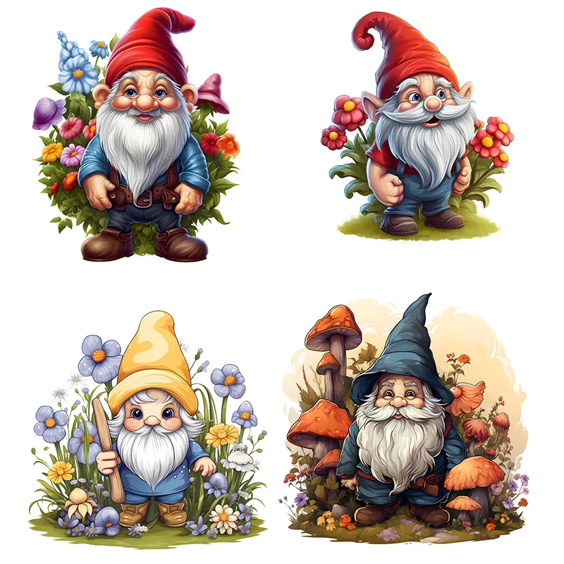 

KT67# Gnome with Flowers Stickers, Bright Bathroom for Home Decoration, Vinyl Decals, Art Wall Paper, Outdoor Indoor Use