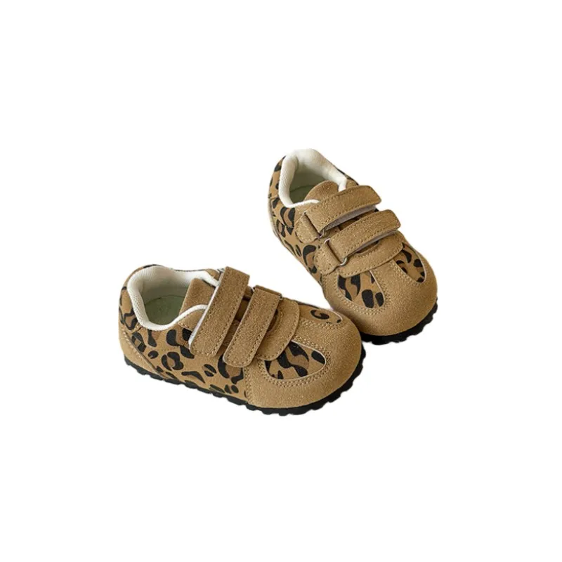 

Кожаная повседневная обувь для девочек с леопардовым принтом, осень 2022, новая детская обувь на подошве Forrest Gump, тренировочная обувь, спортивная обувь для мальчиков 22-27