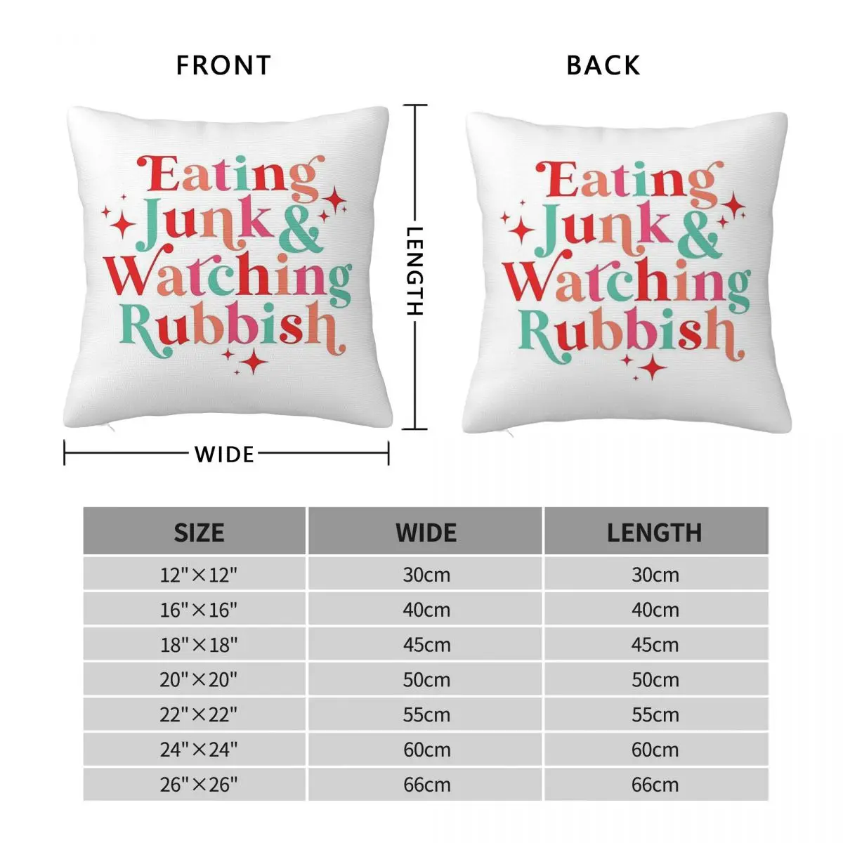 Eating Junk & Watching Rubbish Square Pillowcase Polyester Linen Velvet Pattern Zip Decor Throw Pillow Case Home Cushion Cover