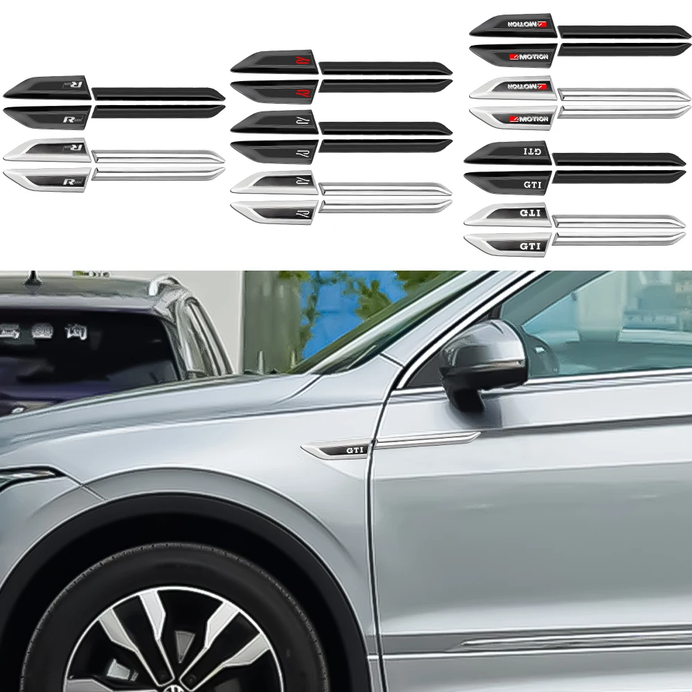 2 יחידות מדבקות סמל פגוש צד לרכב ABS לאביזרי רכב עבור פולקסווגן GTI גולף פולו פאסאט Mk6 MK7 R RLine מגוטן טיגואן בורה