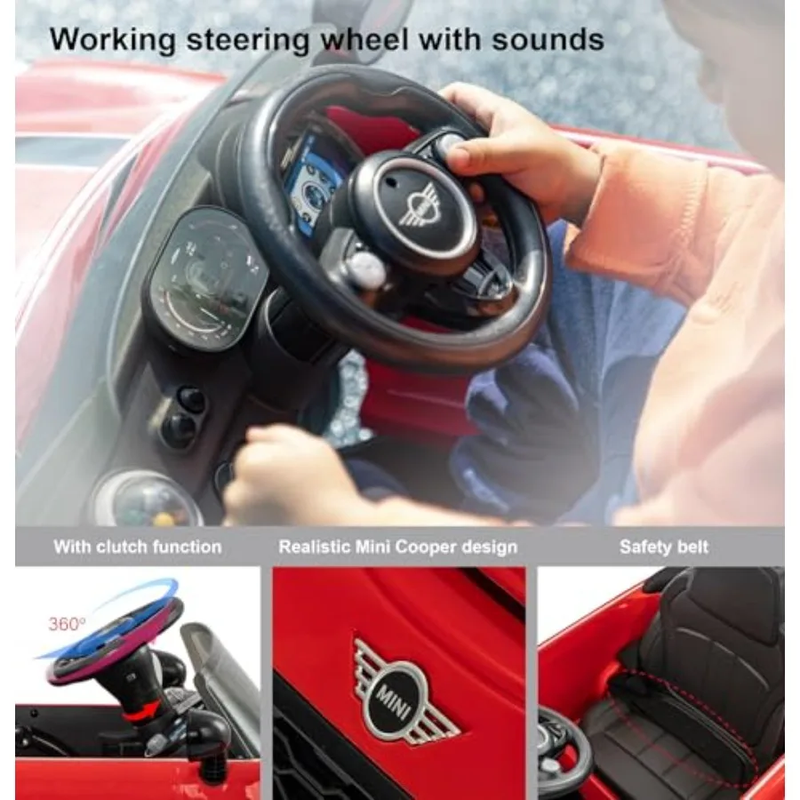 Push Car for Toddlers – Ride-On Car with Adjustable Push Handle, Foot-to-Floor Mode, Steering Wheel with Sounds, Safety Belt, an