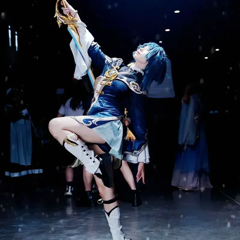 أزياء كوسبلاي جينشين إمباكت شينغ كيو التأثيرية شينغ تشيو زي رائع للهالوين زي جينشين التأثيري الباروكات زي كامل