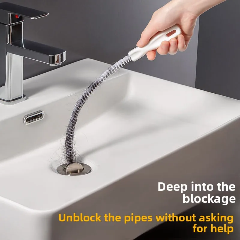 Water Pipe Cleaning Tool High Quality Flexible Pipe Unclogger-Kitchen Spiral Drain Anti-Clog Hair Remover Strip Sewer Unclogger