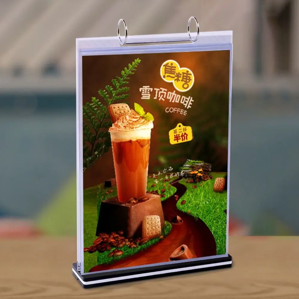 Acrylic Desktop Display Stand Page-turning Design Loose-leaf Menu Price Label Display Rack A4/A5/A6 Poster Sign Holder Gallery