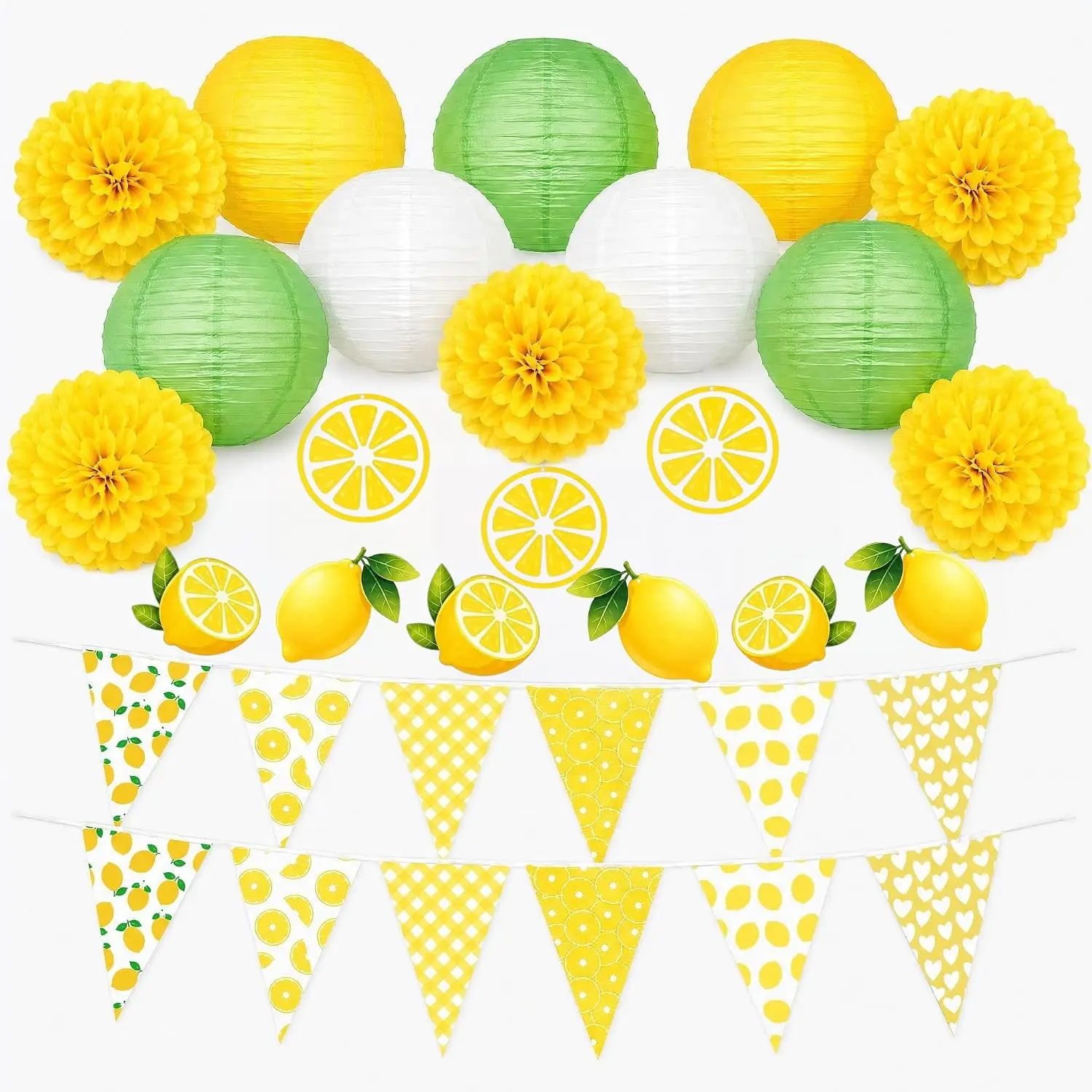 33Pcs Summer Lemon Party Decorations Paper Lanterns Lemonade Stand Supplies