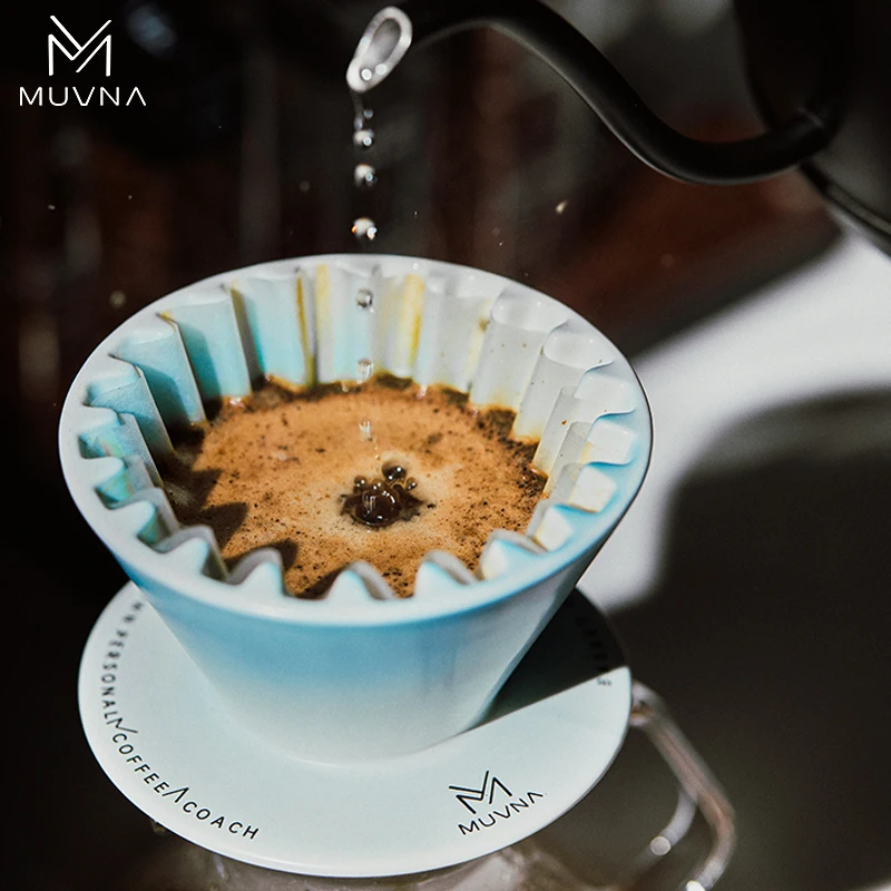 MUVNA Pour Over Coffee Maker Ceramic Cake Coffee Filter Dripper Reusable Filter Cone Drip Holder for Travel Barista Accessories