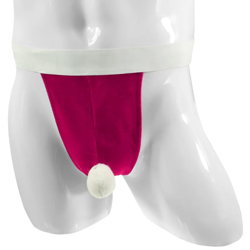 Men's Sexy Thong Christmas Ball Rubber Band Panties Underwear T-Back High Elastic Low Waist U Convex Pouch Lingerie Underpants