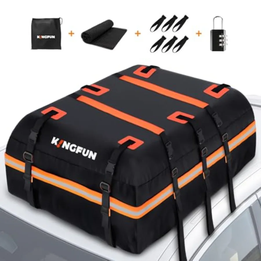 

Rooftop Cargo Carrier - Waterproof 20 Cubic Feet Car Roof Bag for All Vechicles with/Without Racks Includes Anti-Slip Mat 8 Rei