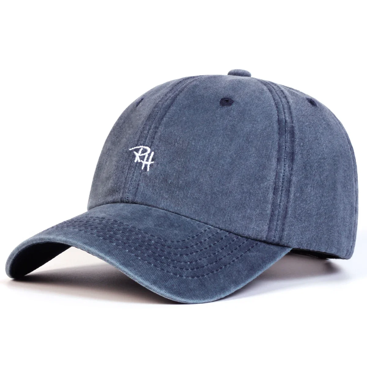 Unisex RH Letter Embroidery Wash Baseball Caps Spring and Autumn Outdoor Adjustable Casual Hats Sunscreen Hat