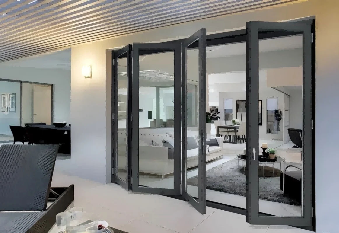 Thermal Break Aluminum Door Bifold Patio Folding Glass Doors Outswing Energy Efficient Bifold Door Accordion Doors