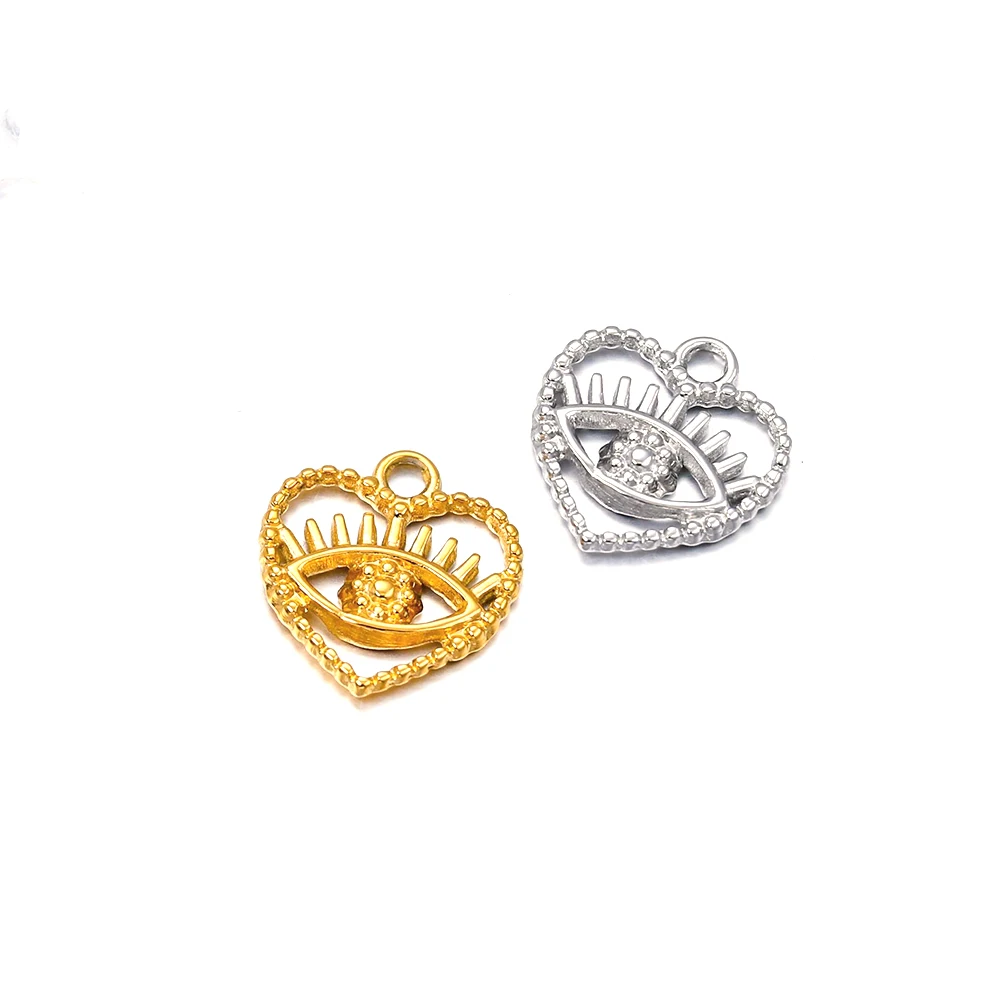 2Pcs Stainless Steel Hollow Heart Love Eye Pendant Charms DIY Necklace Bracelet Jewelry Findings view 5