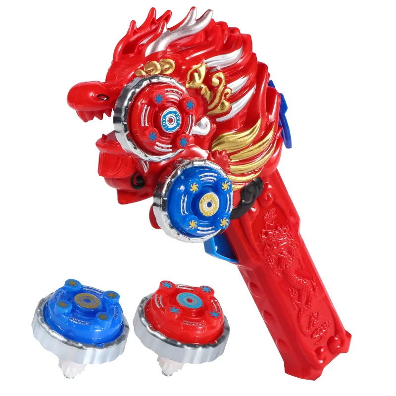 2024 Year Of The Dragon New Gyro Two-Player Match Toys For Children Boys Light-emitting Alloy Cartoon Dragon Launcher Gyro Toys