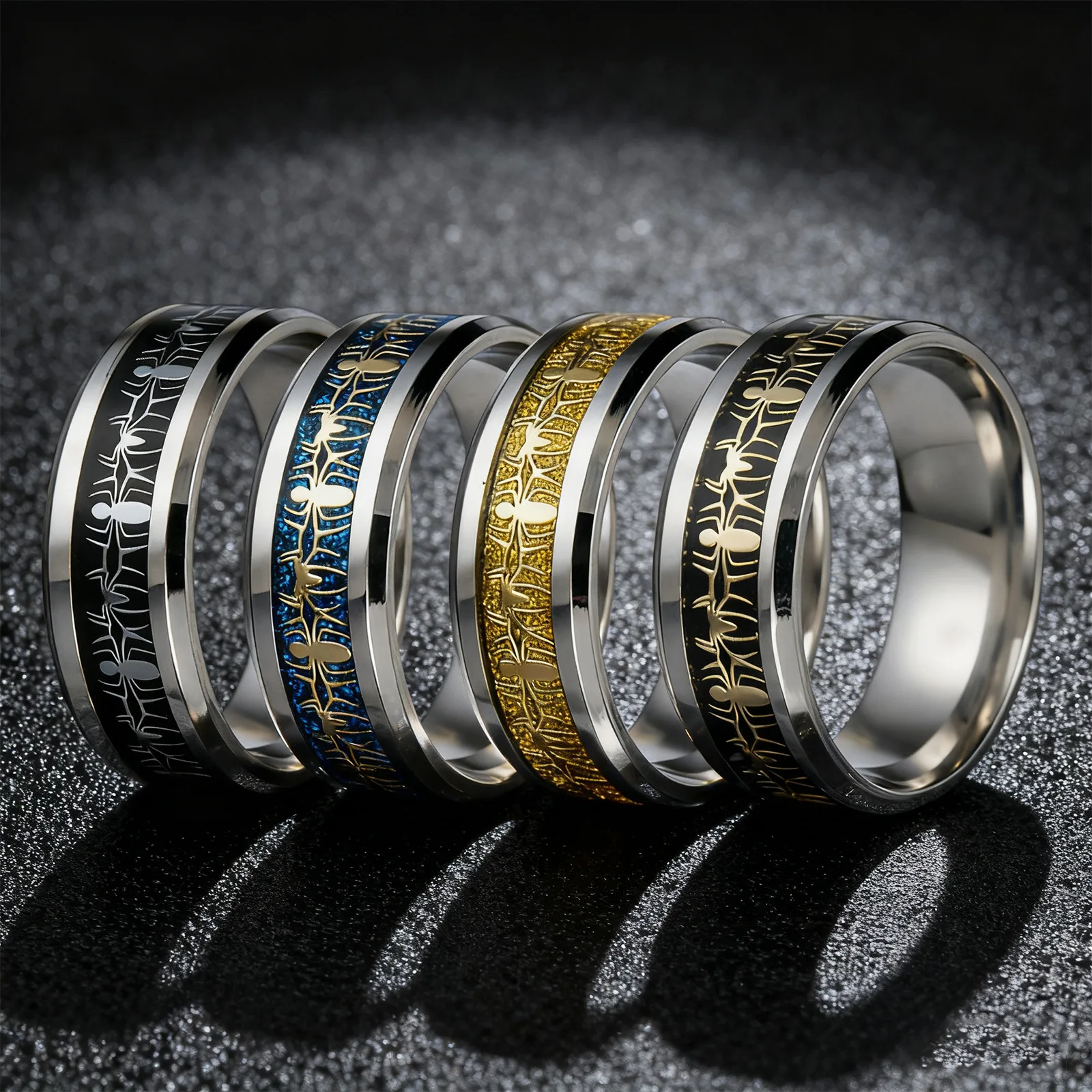 Stainless Steel Cool Spider Pattern Inlay Women Man Rings for Teens Boy Encourage Faith Gift Jewelry view 2