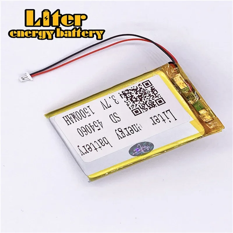 1.0MM 2pin connector 3.7 V 454060 1500mah mah MP3 MP4 MP5 small toys polymer rechargeable lipo battery