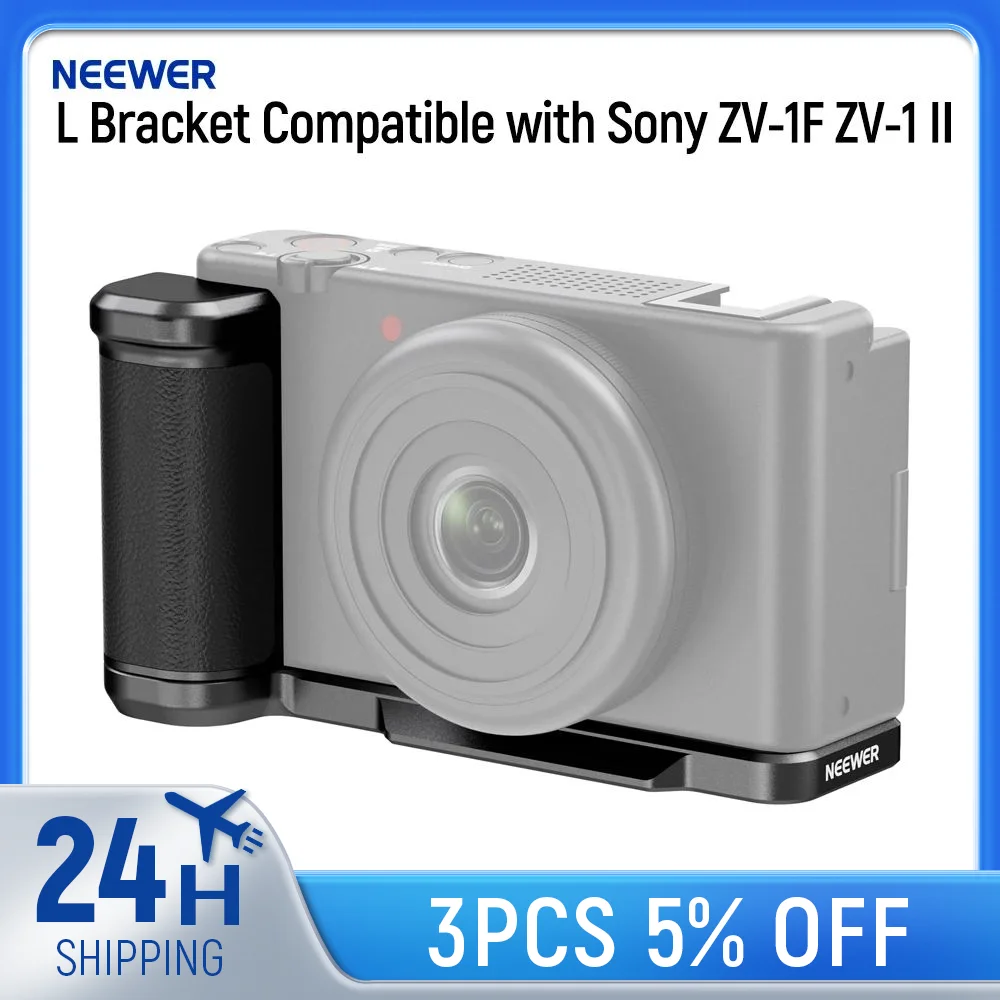 NEEWER ZV-1F ZV-1 II L Plate Compatible with Sony Metal L Bracket with White Leather Grip, 1/4\