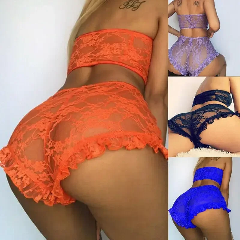 

Erotic Mesh Underwear Set Women's Sexy Lingerie Lace Bra Set Ladies Nightwear Set Transparent Babydoll Sleepwear Sexy Costume