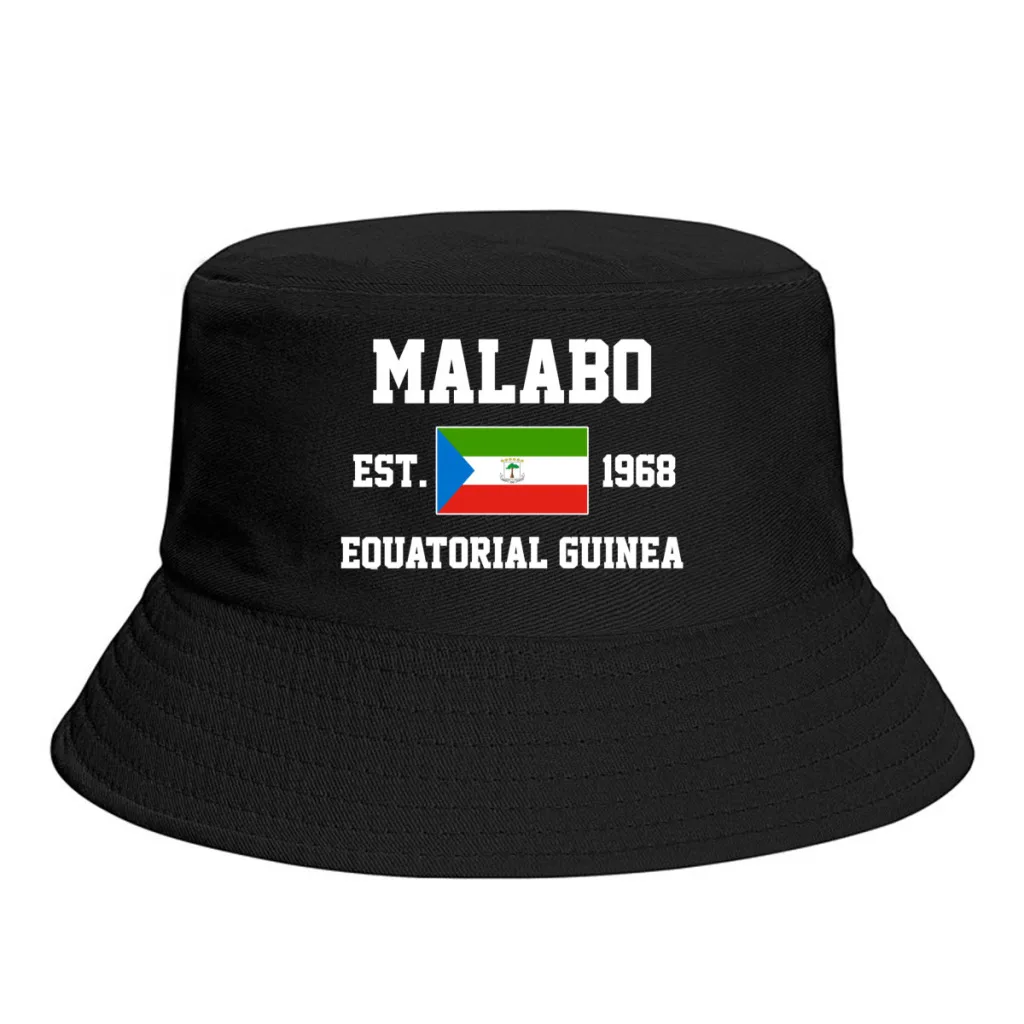 

Bucket Hats Equatorial Guinea EST.1968 Malabo Emblem Flag Sun Shade Cool Outdoor Summer Fisherman Caps Fishing Hat
