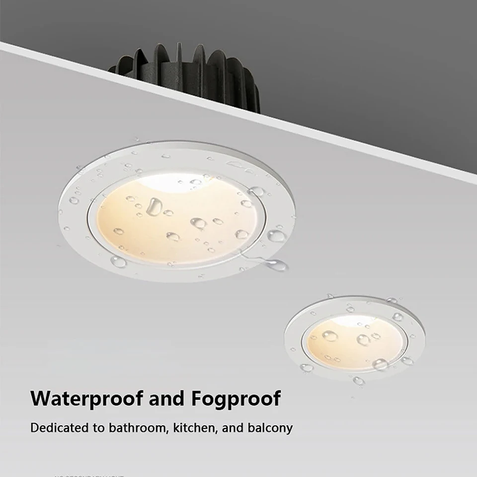 

Anti-glare Waterproof LED Downlight IP65 7W 10W 12W 15W 18W 24W 32W 36W Recessed LED Ceiling Light For Bathroom Kitchen