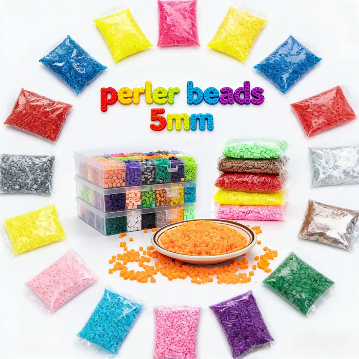 500pcs 5.0mm Perler Beads Pixel Puzzle Fuse&Hama Beads Diy 3D Puzzles Handmade Gift Fuse Beads Kit Iron Toy Educational Toys