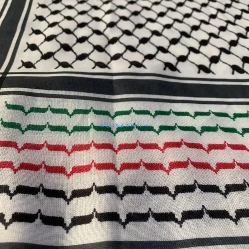 

N7YF Adult Arab Scarf with Checkered Pattern Middle Eastern Square Keffiyeh Headscarf