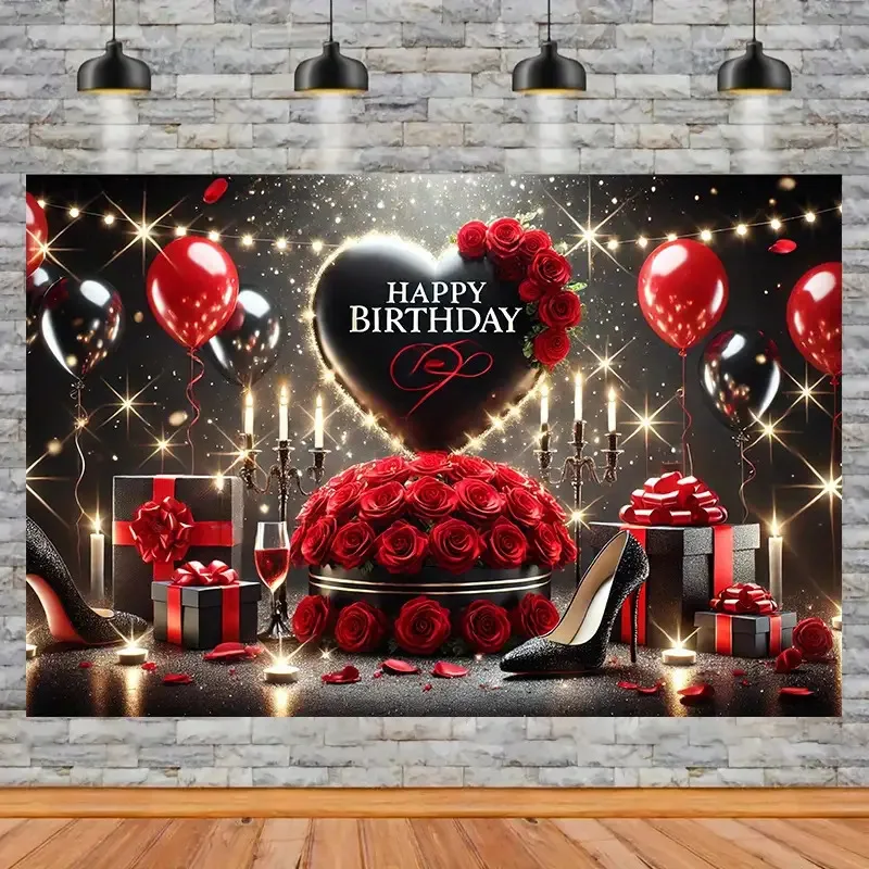 1 Uds. Banner plano 2D Feliz cumpleaños, sala de estar para colgar en la pared, fiesta de accesorios de estudio al aire libre, no requiere energía-zs