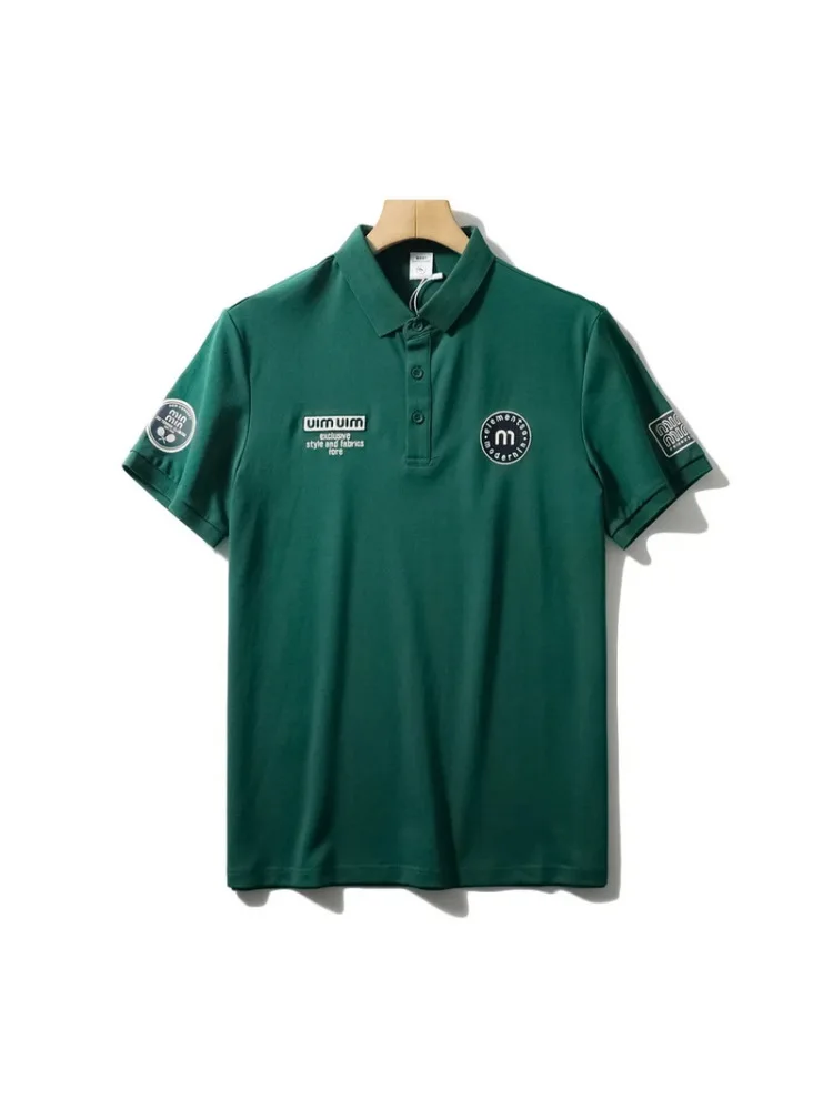 

Новая летняя мужская рубашка из чистого американского хлопка пике с вышивкой, свободного кроя, повседневная, с отложным воротником, модная, в городском стиле.