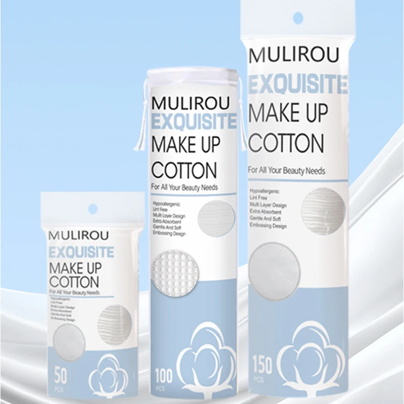 Il batuffolo di cotone rotondo morbido e traspirante da 100/400 pezzi con struttura bifacciale viene utilizzato per la pulizia quotidiana del viso e la rimozione del trucco