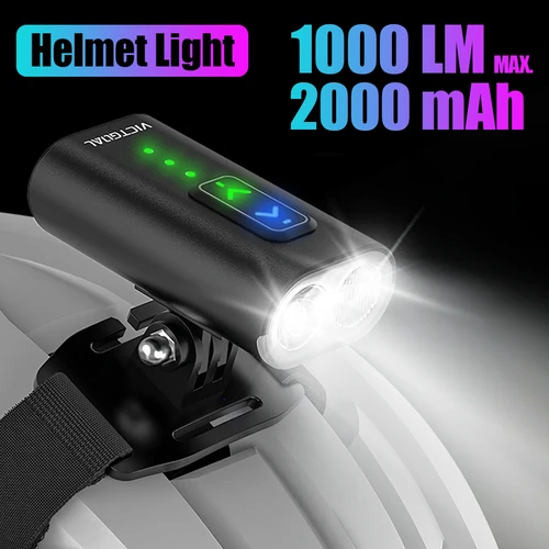 VICTGOAL bicicleta luz 1000 lúmenes impermeable bicicleta casco faro manillar tipo-C led linterna MTB carretera ciclismo scooter lámpara delantera