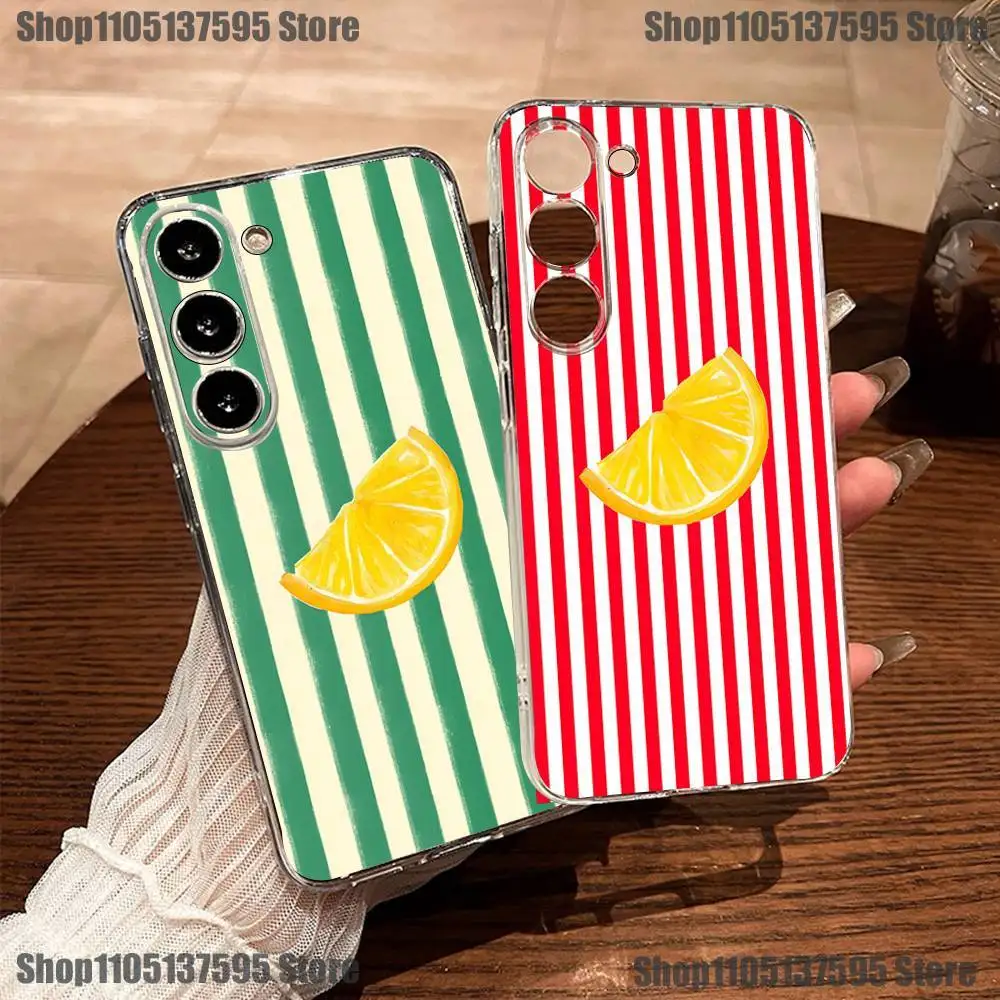 

Fresh Summer Fruit Lemon Cherry Phone Case For Samsung S30,23,21,22,20, FE lite,S10,9,8,7 PIus Note20ultra Soft Transparent