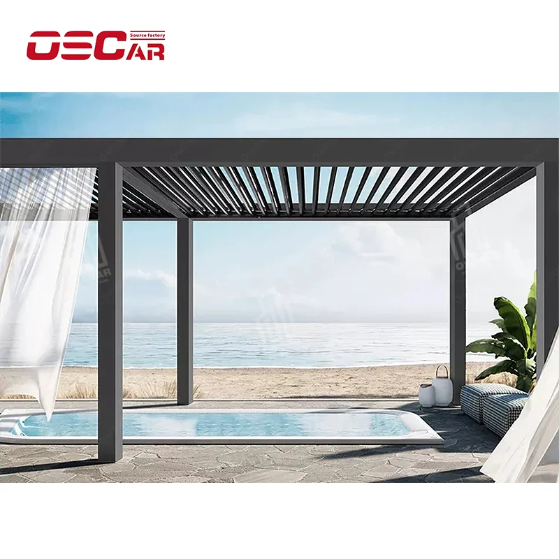 

Waterproof Remote Control Bioclimatica System 3x3 3x4 4x3 4x6 Gazebo Motorized Automatic Roof Louvers Aluminium Pergola