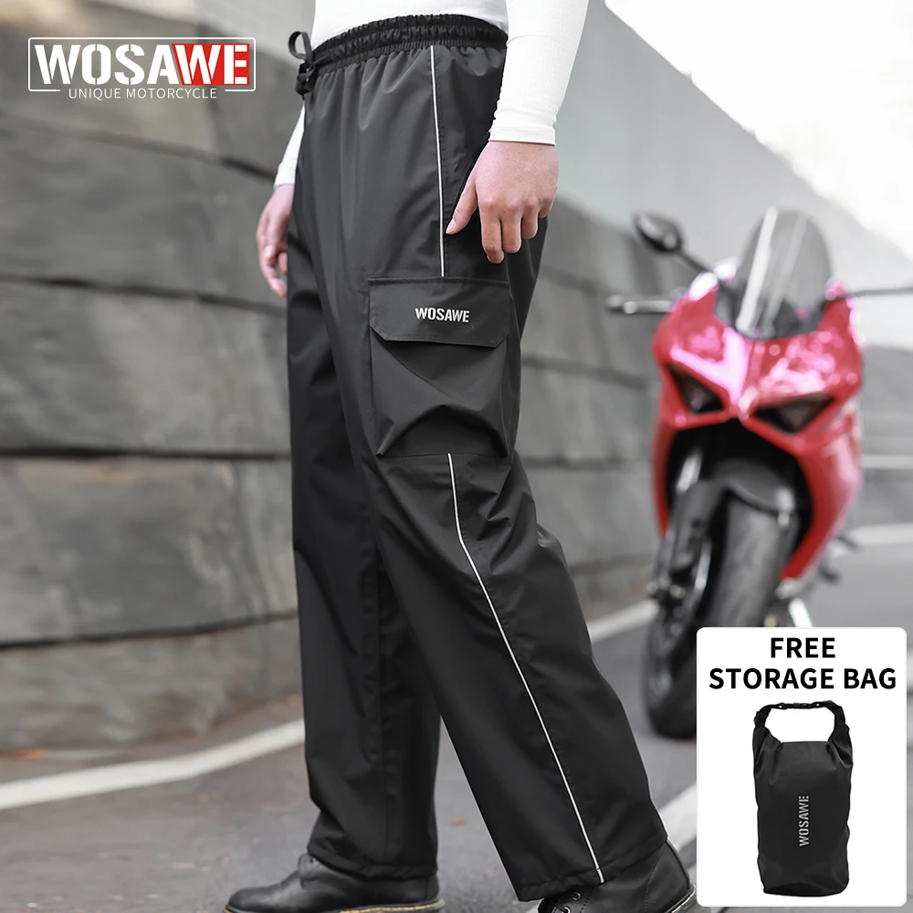 

WOSAWE Motorcycle Waterproof Pants Loose Fit Quick Dry Single Rain Trousers Scooter Cycling Riders Rain Pants Raining Days Pants