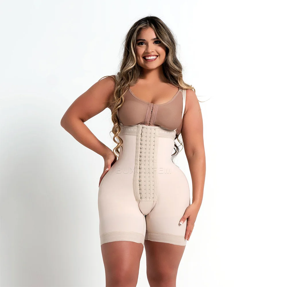 Shaped Up Highly Compressed Fajas Colombianas Adjustable Elastic Women Butt Lifter Shapewear with Shoulder Straps & Hook Eyes