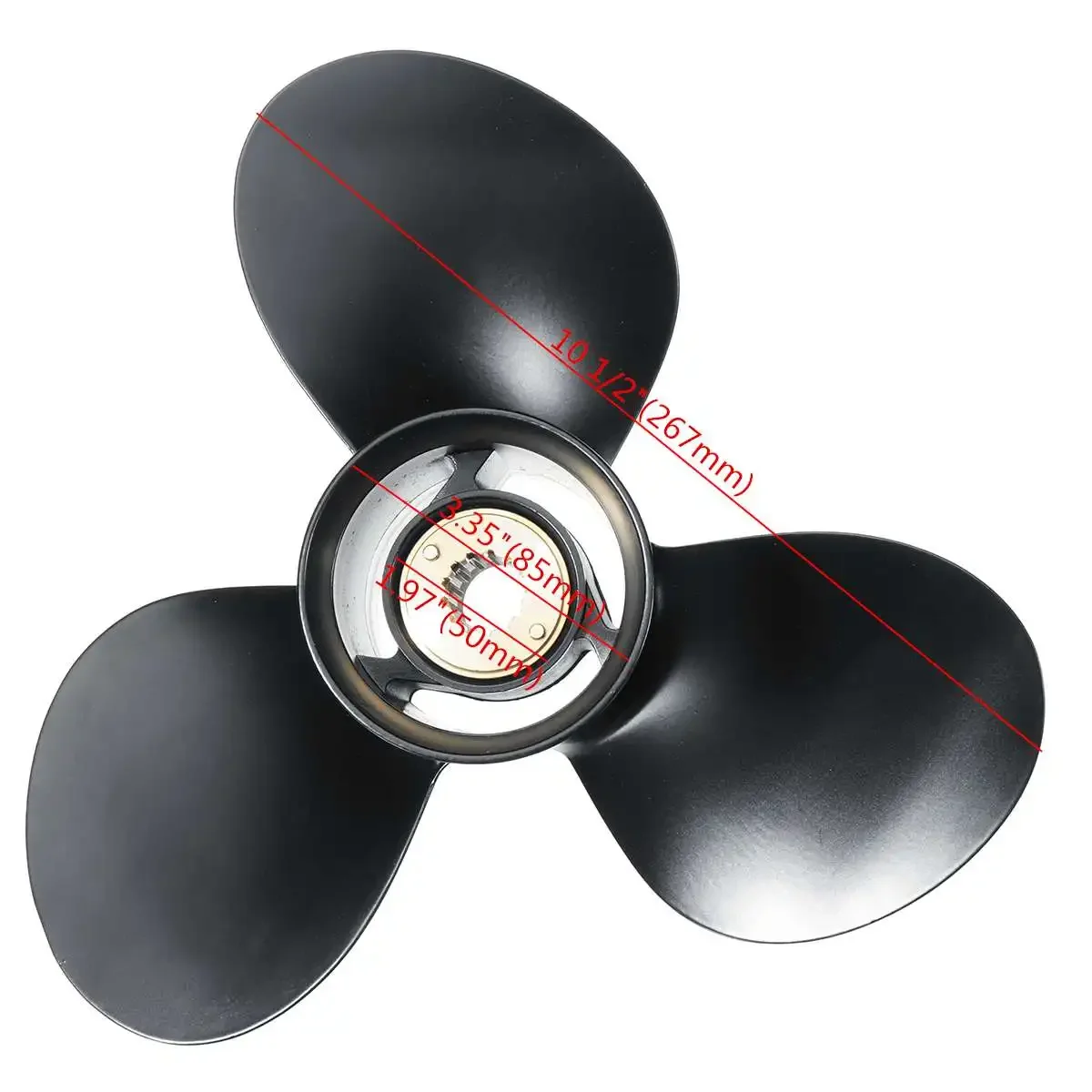 

For Mercury Engine 25-70HP 48-816704A40 10 1/2 x 13 Aluminum Outboard Propeller Marine Propeller 13 tooth spline 3 Blades