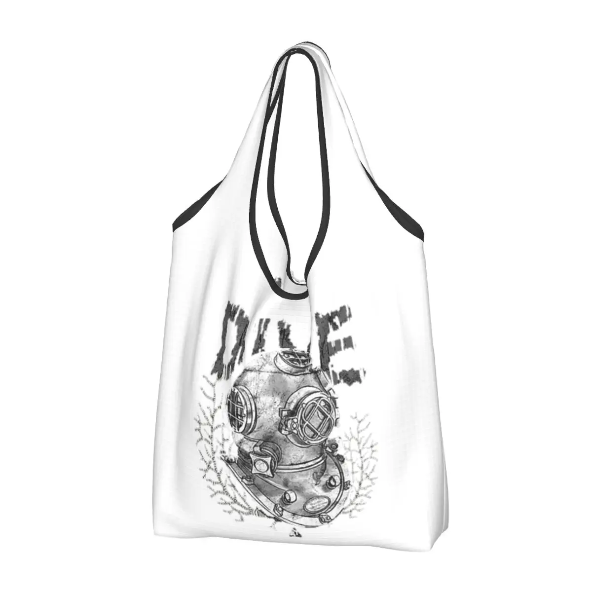 다이브 스쿠버 다이빙 헬멧, 기본 휴대용 토트 쇼핑백, 대용량 쇼핑백, 식료품 핸드백 숄더백