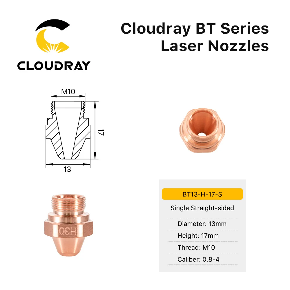 

Cloudray BT-H Series Laser Nozzles Dia.13mm Double Layer Caliber 0.8-3.0 for Fiber Laser Cutting Head