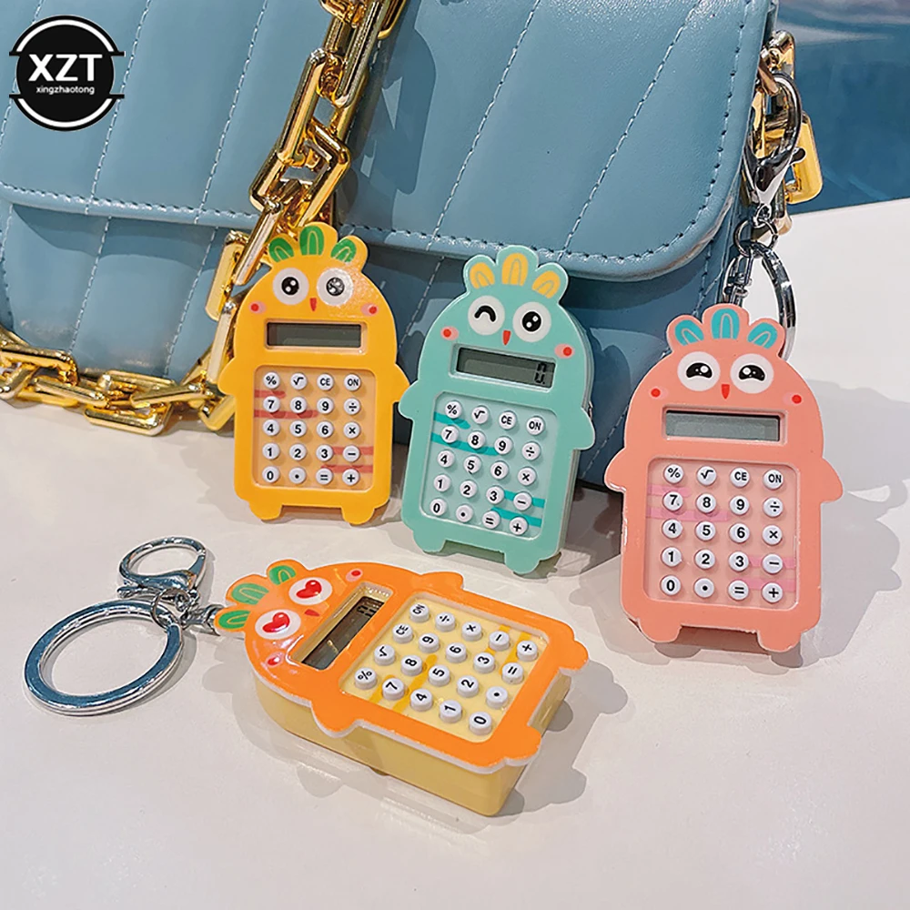 Creative Pocket Mini Calculator with Keychain 8 Digits Display Cute Cartoon Calculator Portable Calculadoras School Supplies