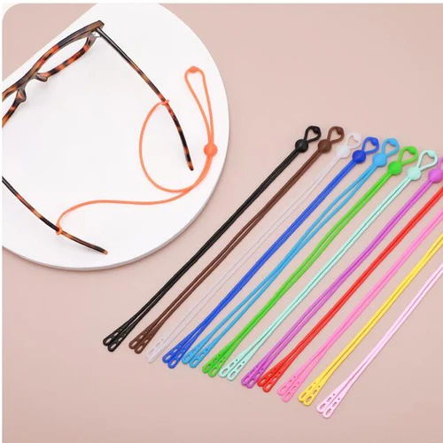 Cordón de silicona para gafas de tres agujeros, hebilla ajustable, cuerda deportiva antideslizante, suave, de alta elasticidad, cordón para gafas de sol, correa de cuerda para el cuello