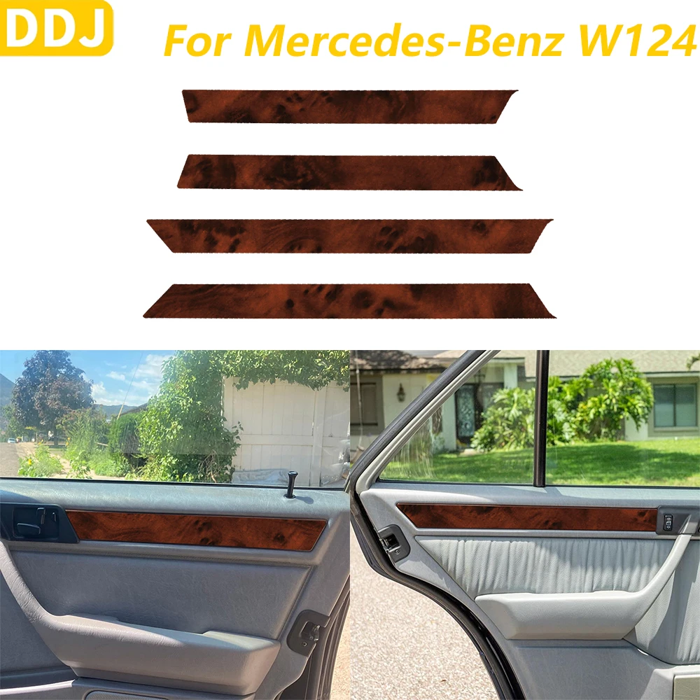 For Mercedes-Benz E-Class W124 1985-1996 Accessories Wood Grain Soft Plastic Car Interior Door Panel Cover Decoration Sticker