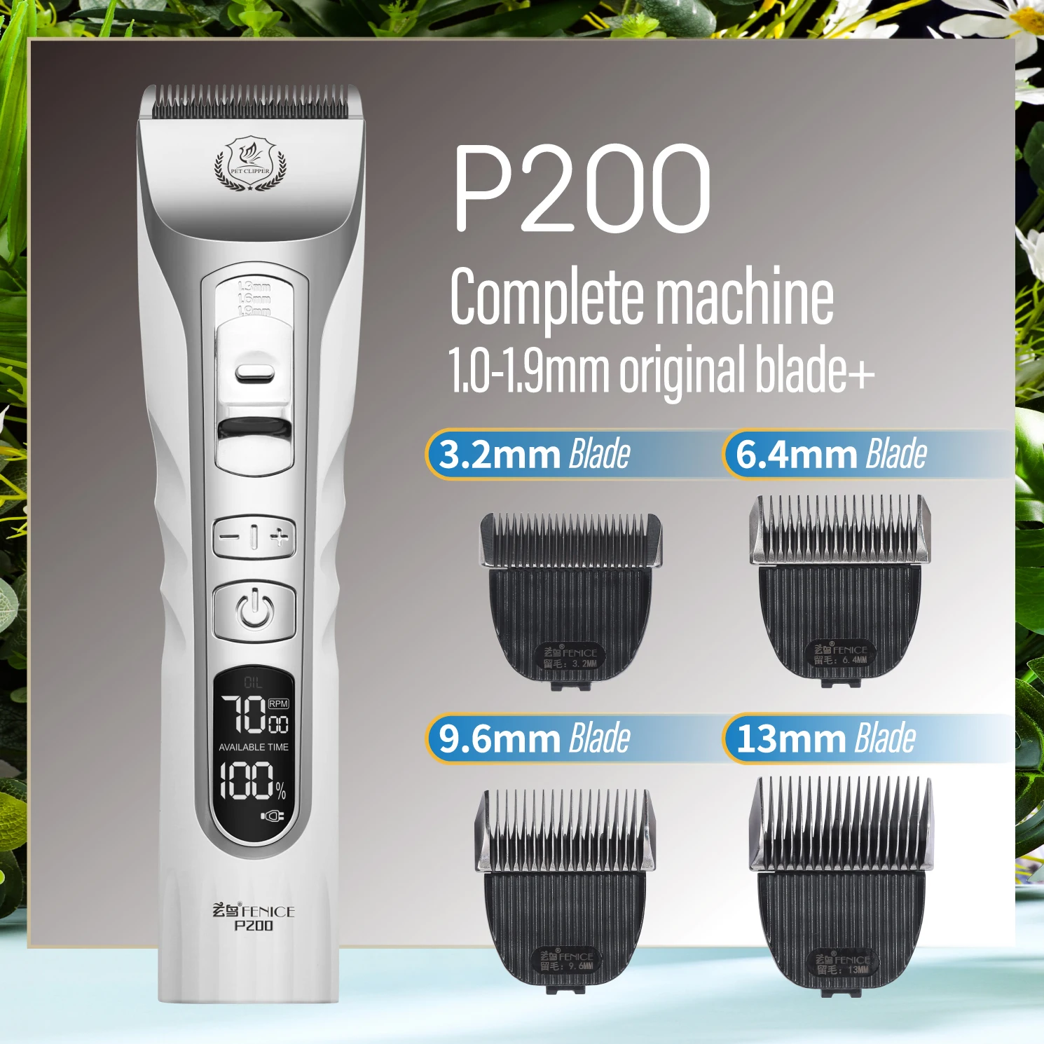 NONE Fenice Haarschneidemaschine für Hunde, Haarschneidemaschine, Fellpflege, Haustiere, Haarschnitt-Trimmer, Rasierer-Set, Haustiere, kabellos, wiederaufladbar, professionell 9