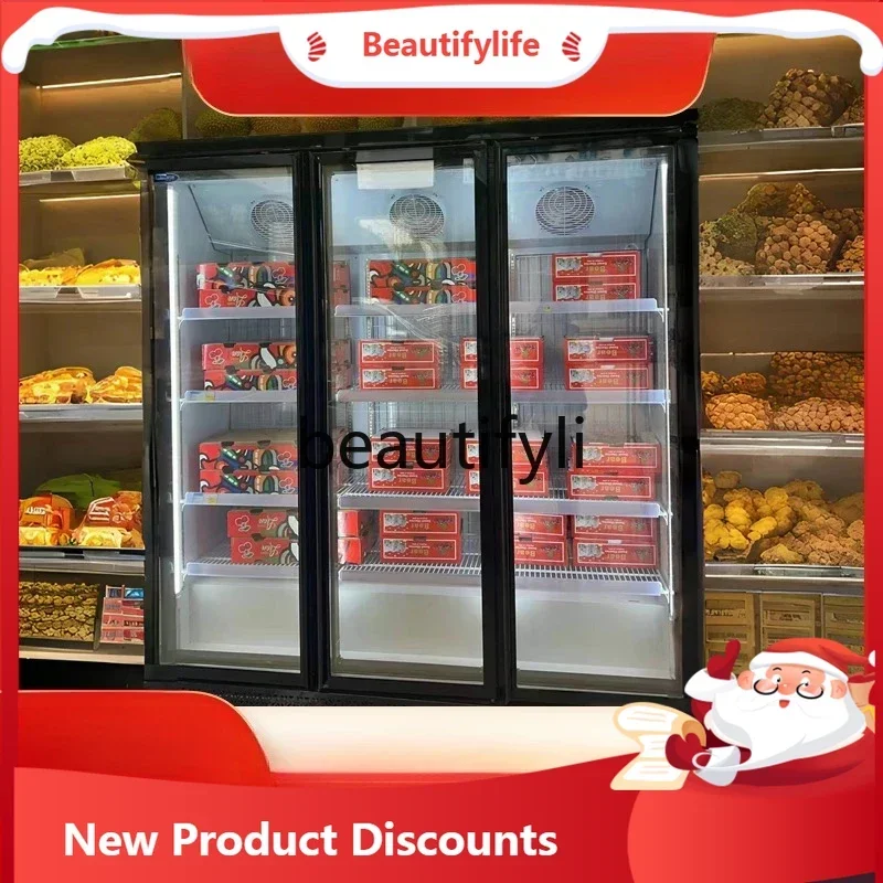 Commercial Vertical FreezerDisplay Cabinet for Supermarkets Beef Freshness Preservation Cabinet Durian Quick Frozen Refrige