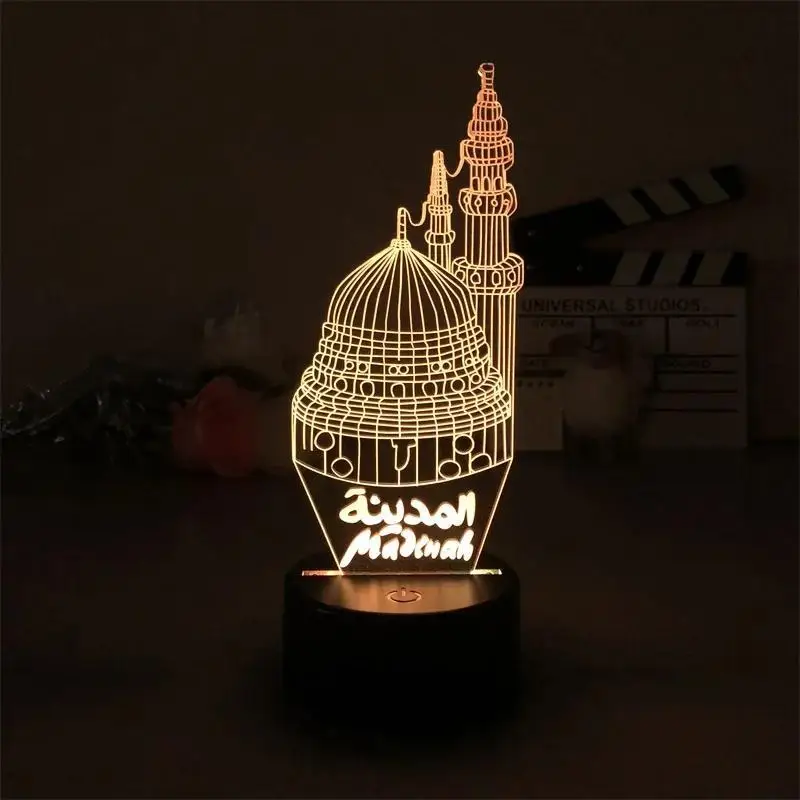 3D Cathedral Night Light Atmosphere Lamp with Touch Control 7 Color Projector Bedroom Light Table Lamp for Family Friends Gift