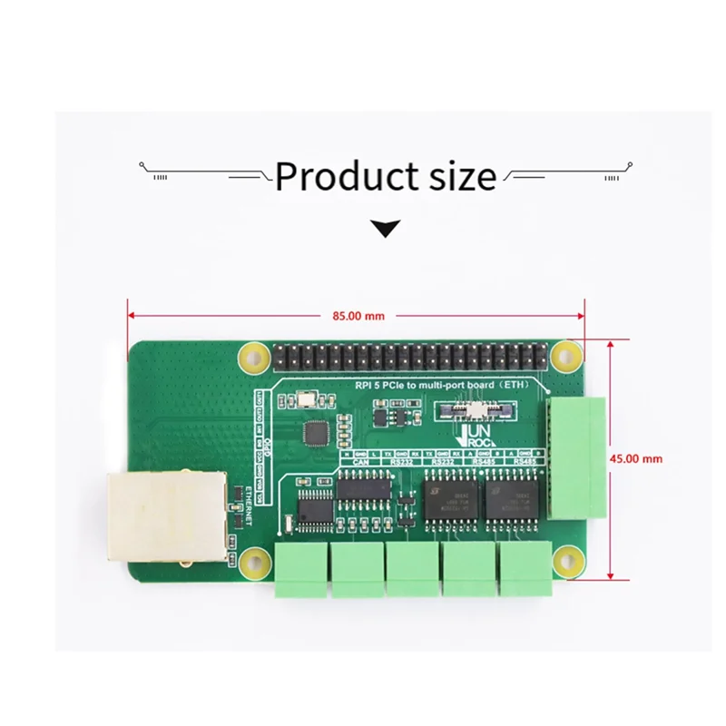 ABJF-Für Raspberry Pi 5 Pcie zu RJ45 Gigabit Ethernet Adapter Board CAN/RS485/RS232 Schnittstelle Plug & Play