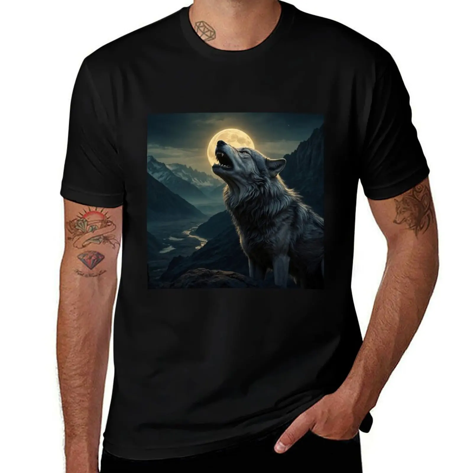 

Howling Wolf T-Shirt man graphic t shirt t shirt for man T-Shirt